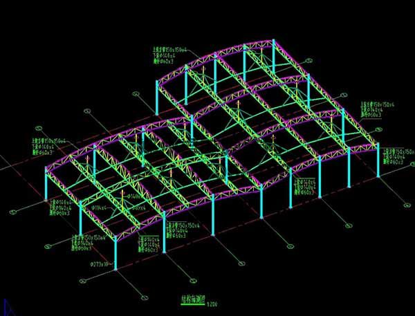 邵陽市新邵縣法治廣場門球場膜結(jié)構(gòu)罩棚/頂棚結(jié)構(gòu)軸測圖