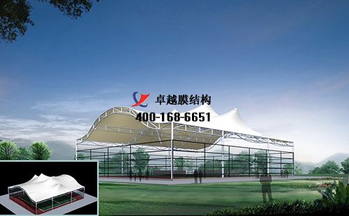  麗江膜結(jié)構(gòu)網(wǎng)球場門球場籃球場（麗江市體育場-籃球館）設計施工安裝案例