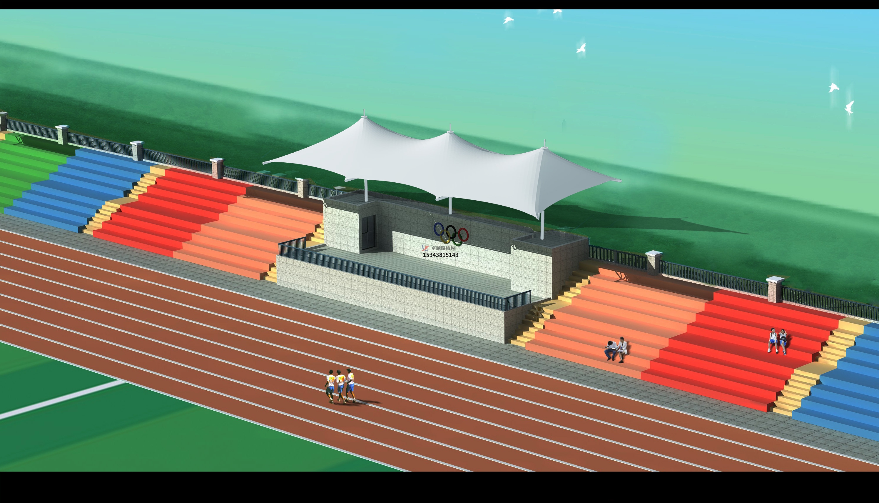 洛陽張拉膜看臺【洛陽理工學院等】設(shè)計施工案例