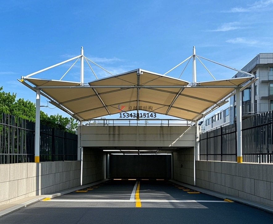 蒲田<font color='red'>膜結(jié)構(gòu)公司</font>【地下車庫出入口雨棚】蒲田膜結(jié)構(gòu)廠家